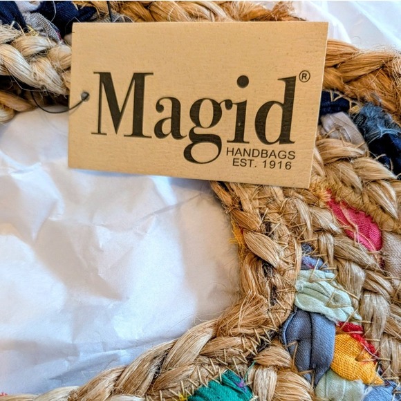 Magid Petite Striped Jute Trapeze Tote Bag Multicolor NWT Boho Summer - Picture 4 of 6